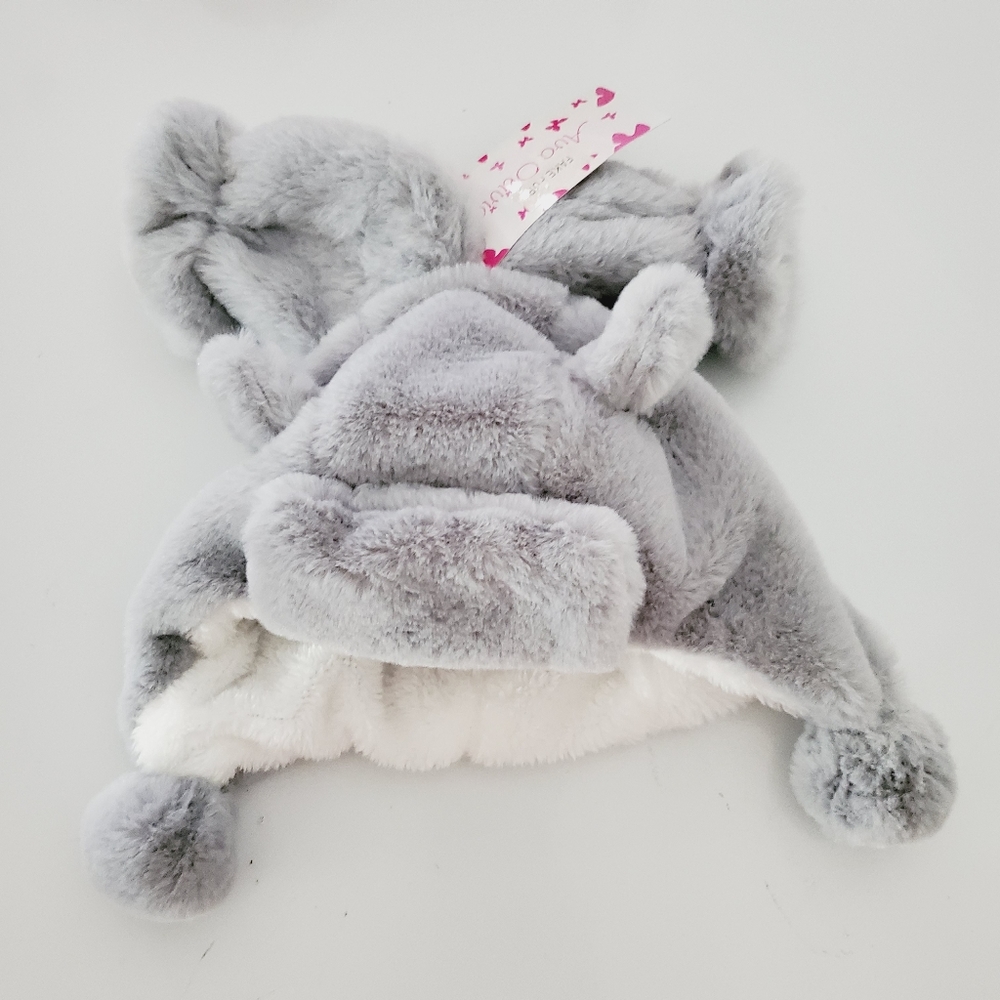 Ava Olivia Grey Faux Fur Hat and Mitten Set 0-12M